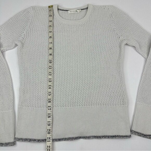Rag & Bone Women's White Keyhole Crew Neck Stretch‎ Designer Knit Sweater S/C34 - Picture 13 of 15